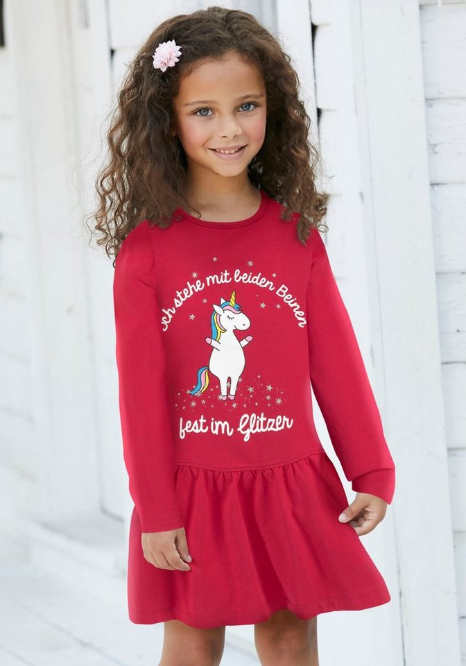 KIDSWORLD Jerseykleid Einhorn mit Sprüchedruck von KIDSWORLD