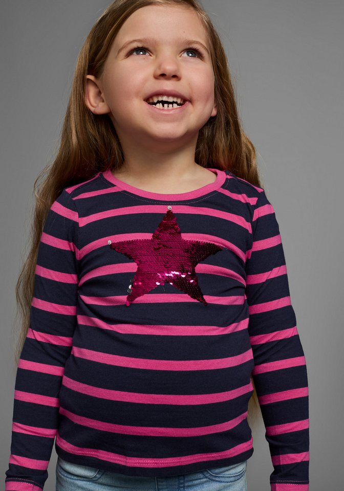 KIDSWORLD Langarmshirt für kleine Mädchen langärmlig, Basic-Passform, mit mehrfarbigen Streifen von KIDSWORLD