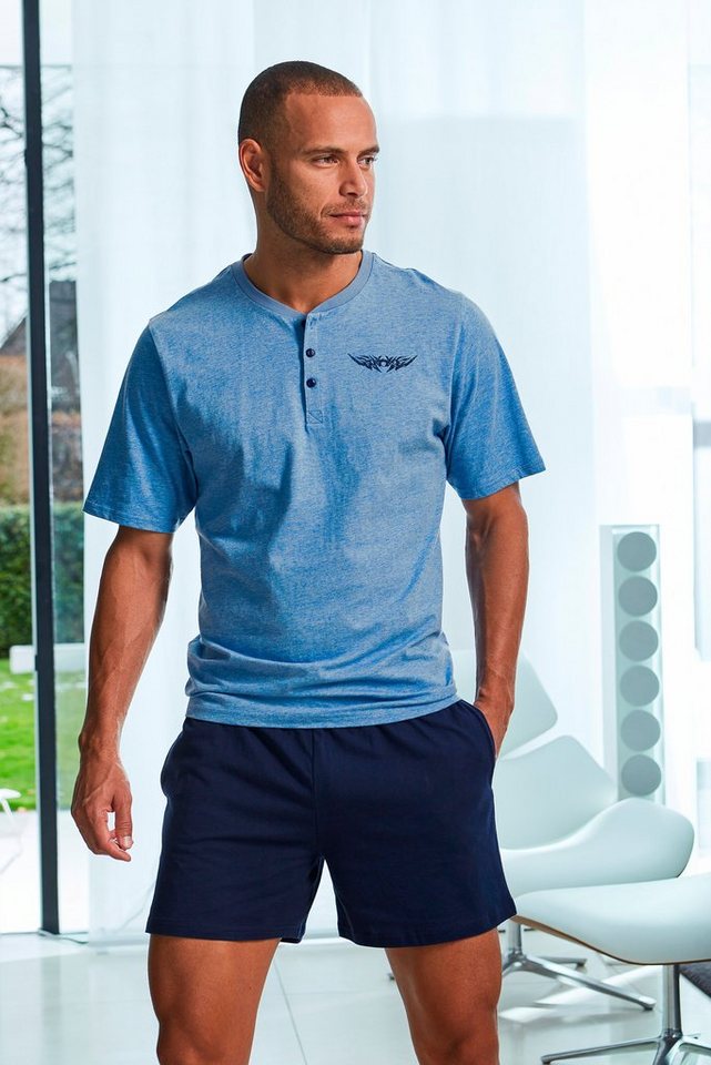 AUTHENTIC LE JOGGER Pyjama kurzer Schlafanzug für Herren (2 tlg., 1 Stück) mit Knopfleiste von AUTHENTIC LE JOGGER