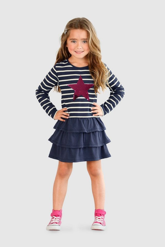 KIDSWORLD Jerseykleid für kleine Mädchen, mit Wendepailletten von KIDSWORLD