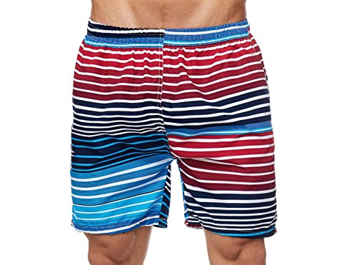 ArizonaShopping - Badehosen Max Men Herren Bade Hose Kurze Schwimmhose Gestreift, Farben:Blau-Rot, Größe:S von ArizonaShopping - Badehosen