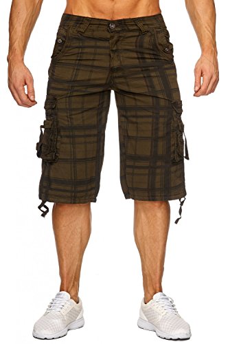 Herren Cargo Shorts Bermuda Freizeit Sommer Hose Kariert H1806, Farben:Braun, Größe:31W von ArizonaShopping - Shorts