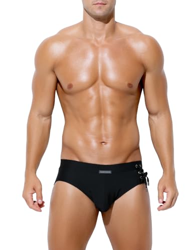 Arjen Kroos Badeslip Herren Badehose Kurz Badeshorts Männer Eng Schwimmhose Badebekleidung Slip mit Tunnelzug Swimming Trunks von Arjen Kroos