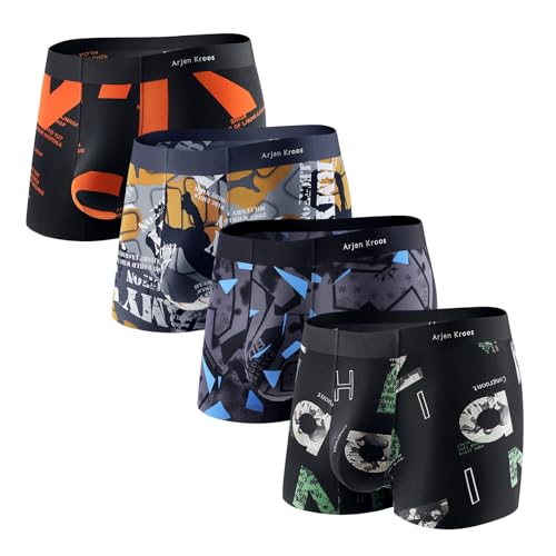 Arjen Kroos Boxershorts Herren 4er Pack Boxer Briefs Unterhosen Männer Hipster Unterwäsche Trunks Retroshorts von Arjen Kroos