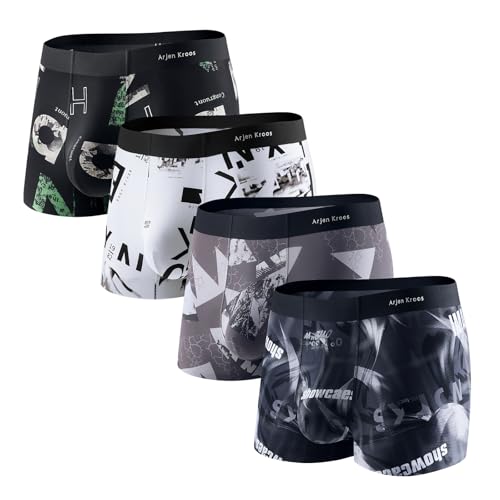 Arjen Kroos Boxershorts Herren 4er Pack Boxer Briefs Unterhosen Männer Hipster Unterwäsche Trunks Retroshorts von Arjen Kroos