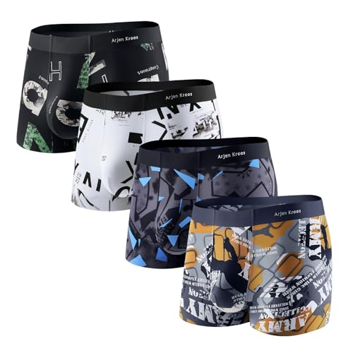 Arjen Kroos Boxershorts Herren 4er Pack Boxer Briefs Unterhosen Männer Hipster Unterwäsche Trunks Retroshorts von Arjen Kroos