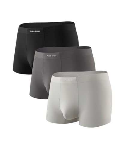 Arjen Kroos Boxershorts Herren Modal 3er Pack Unterhosen Männer Unterhosen Elastischer und Bequem Unterwäsche Hellgrau/Dunkelgrau/Schwarz M von Arjen Kroos