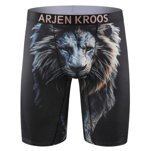 Arjen Kroos Lange Boxershort Herren mit Print Sport Unterhosen Männer Milk Silk Sportunterwäsche Anti-Scheuern Weiche Etikettfrei von Arjen Kroos