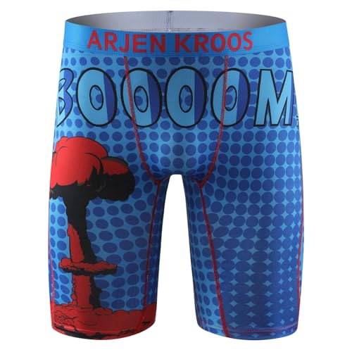 Arjen Kroos Lange Boxershort Herren mit Print Sport Unterhosen Männer Milk Silk Sportunterwäsche Anti-Scheuern Weiche Etikettfrei von Arjen Kroos