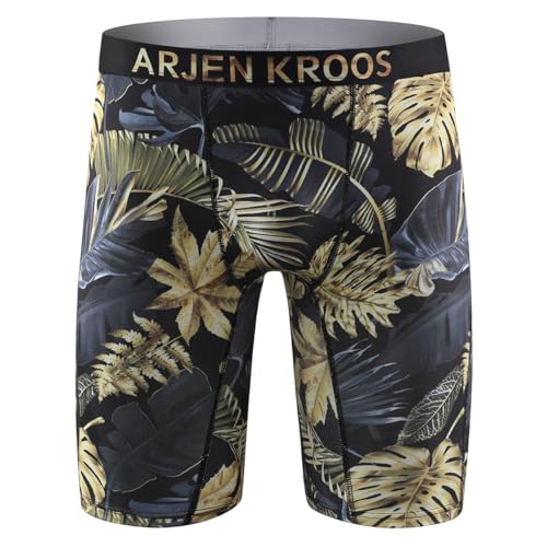 Arjen Kroos Lange Boxershort Herren mit Print Sport Unterhosen Männer Milk Silk Sportunterwäsche Anti-Scheuern Weiche Etikettfrei von Arjen Kroos