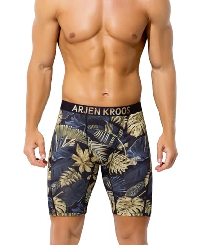 Arjen Kroos Lange Boxershort Herren mit Print Sport Unterhosen Männer Milk Silk Sportunterwäsche Anti-Scheuern Weiche Etikettfrei von Arjen Kroos