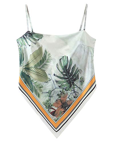 Damen Paisleymuster Raffhalter Französischer Knoten Einstecktuch Saum Spaghettiträger Taschentuch Cami Bandana Tube Crop Top, Tropische Blätter, Mittel Damen Paisleymuster Raffhalter Französischer Knoten Einstecktuch Saum Spaghettiträger Taschentuch Cami Bandana Tube Crop Top, Tropische Blätter, Mittel von Arjungo
