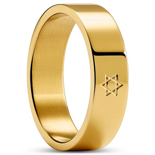 Arkai by Trendhim Ring für Männer | Goldfarbener Davidstern | 316L Edelstahl & Titan-Nitrid-Beschichtung | Entworfen in Dänemark | Polierte Oberfläche | Gold von Arkai