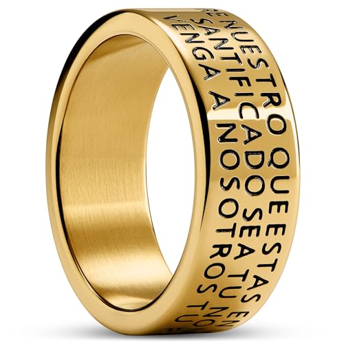 Arkai by Trendhim Ringe für Männer | Goldfarbener Ring mit dem Vaterunser-Design | 316L Edelstahl & Titan-Nitrid-Beschichtung | Dänisches Design | Polierte Oberfläche | Gold von Arkai