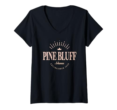 Damen Pine Bluff Arkansas | Pine Bluff AR Modern T-Shirt mit V-Ausschnitt von Arkansas Contemporary Designs