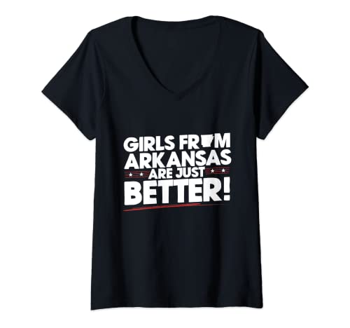 Damen Arkansas Hemd T-Shirt mit V-Ausschnitt von Arkansas Shirt