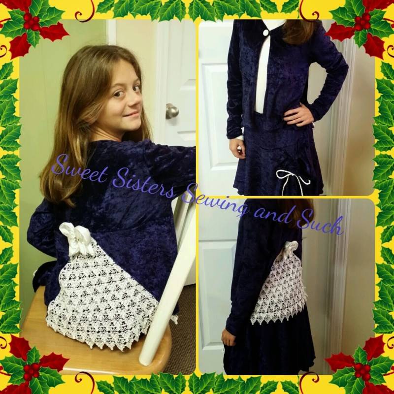 Mädchen Crushed Samt Cardigan Rock Set Spitzenbesetzter Twirl von ArkansasSewingSister