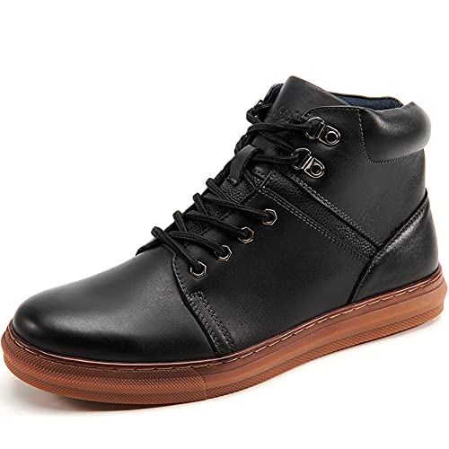 Arkbird Herren Echtleder Sneaker Stiefel Mode Casual Mid-Top Wanderschuhe für Herren, Schwarz (993), 41.5 EU von Arkbird