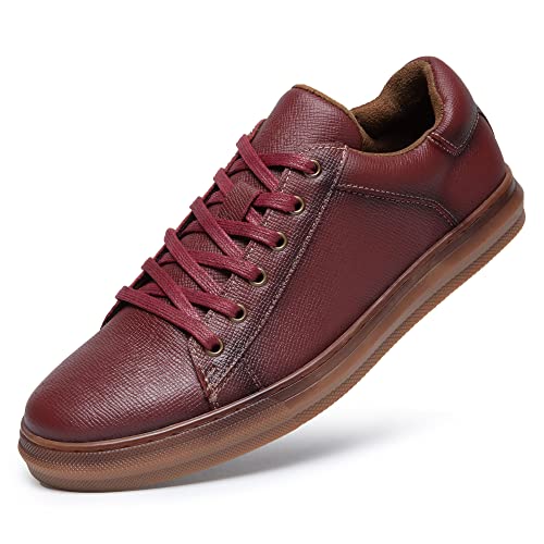 Herren Mode Leder Sneaker Rot Casual Oxford Walking Schuhe für Herren, Rot (105), 42 EU von Arkbird