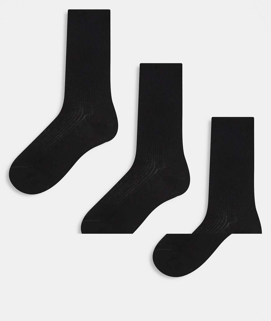 ARKET - 3er-Pack gerippte Baumwoll-Socken in Schwarz von Arket