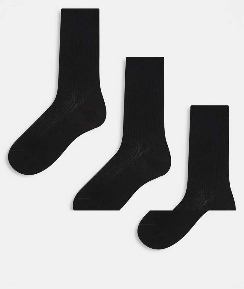 ARKET - 3er-Pack gerippte Baumwoll-Socken in Schwarz von Arket