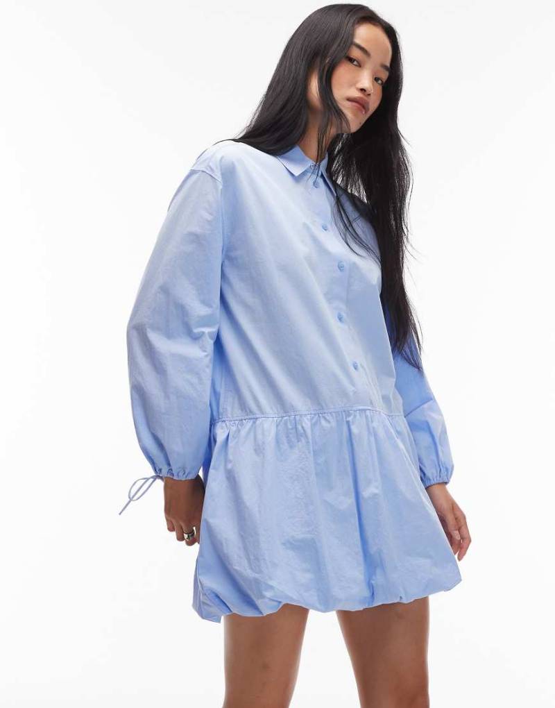 ARKET - Ballon-Hemdkleid in Hellblau mit asymmetrischem Saum von Arket