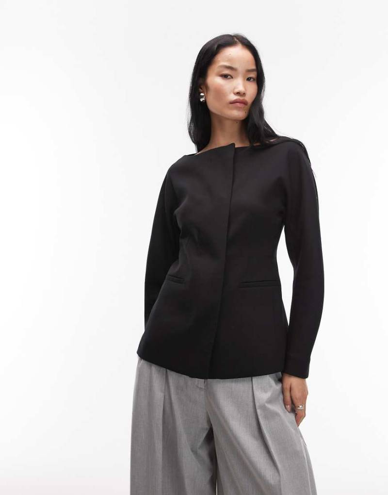 ARKET - Blazer aus Wollmix mit U-Boot-Ausschnitt in Schwarz von Arket