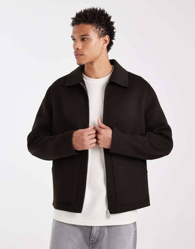 ARKET - Doppellagige Workwear-Jacke in Dunkelbraun mit hohem Wollanteil-Brown von Arket