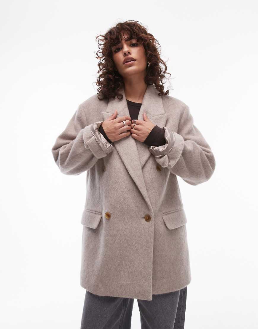 ARKET - Blazer-Mantel aus pelzigem Wollmix in Beige-Neutral von Arket