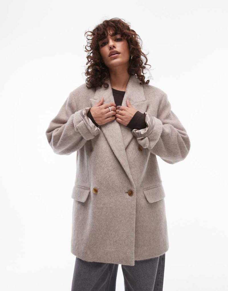 ARKET - Blazer-Mantel aus pelzigem Wollmix in Beige-Neutral von Arket