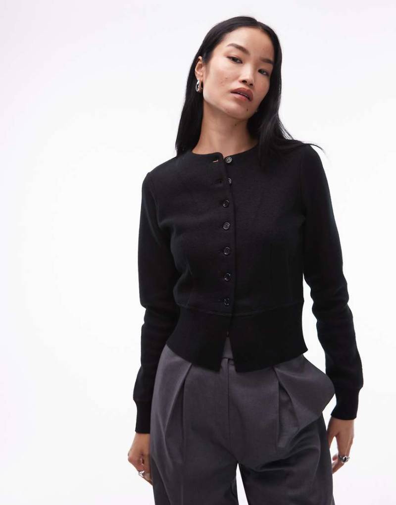 ARKET - Doppelseitige Strickjacke in Schwarz mit taillierendem Saum und hohem Wollanteil von Arket