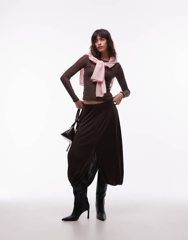 ARKET - Drapierter Midirock in Dunkelbraun-Brown von Arket