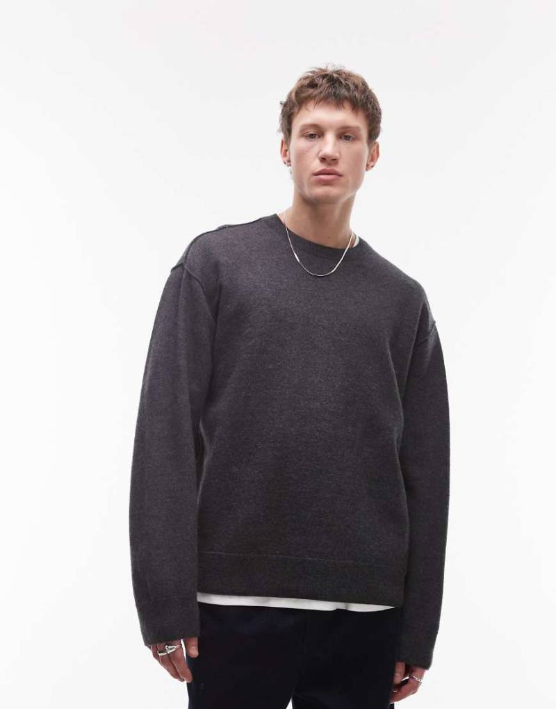 ARKET - Gerippter Strickpullover aus gekochter Wolle in gebrochenem Schwarz von Arket