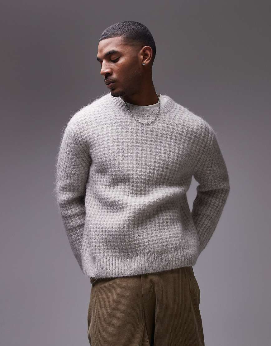 ARKET - Gerippter Strickpullover in Grau mit Alpaka-Wolle von Arket