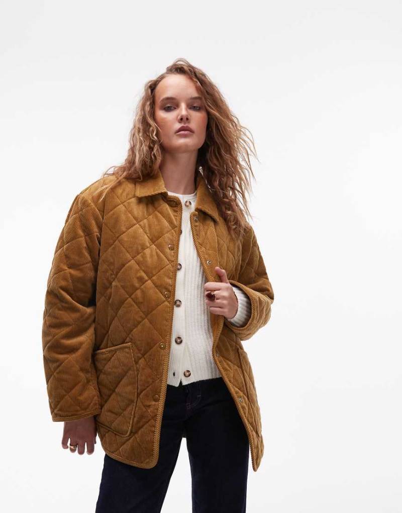 ARKET - Gesteppte Barnjacke aus Cord in Hellbraun mit Kontrastkragen-Brown von Arket