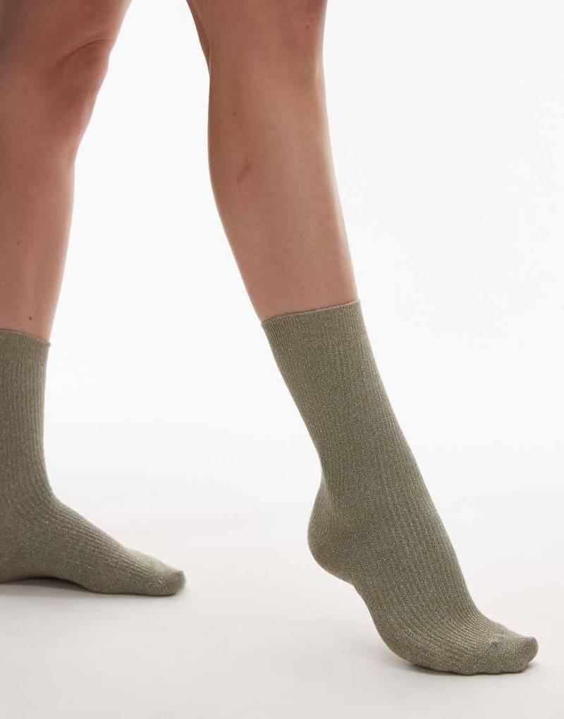 ARKET - Glitzernde Stretch-Socken in Khakigrün von Arket