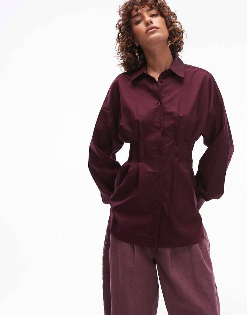 ARKET - Hemd in Burgunder-Weinrot mit Korsett-Taille von Arket