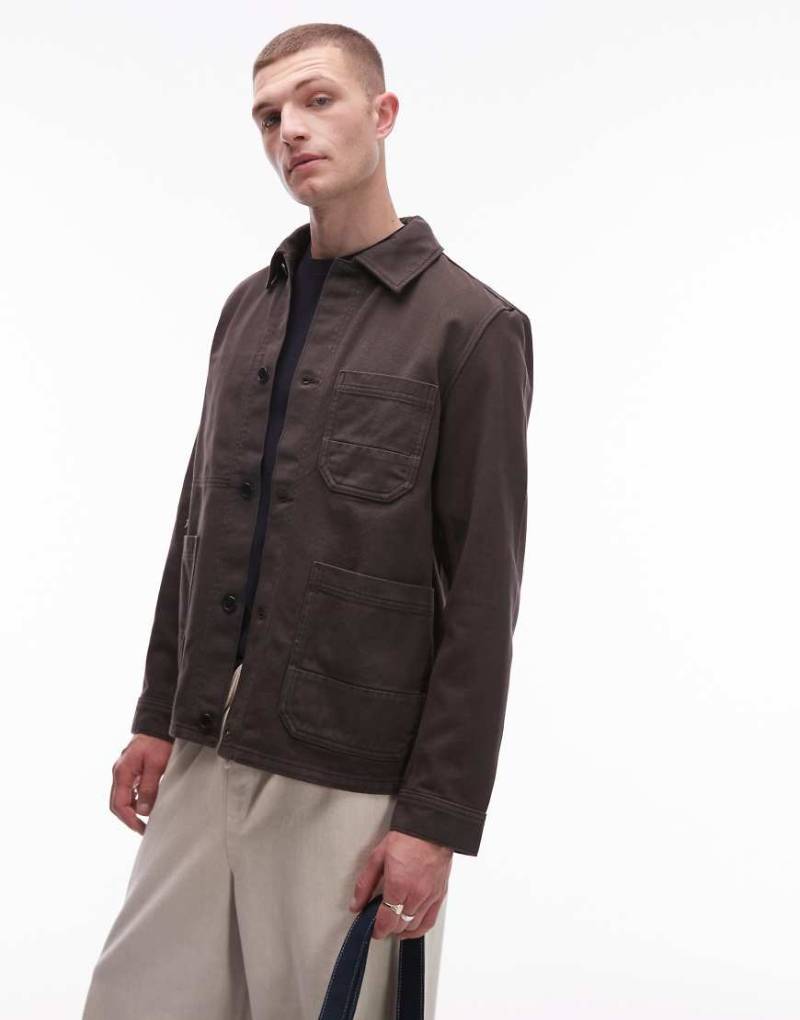 ARKET - Hemdjacke aus überfärbtem Twill in dunklem Mole-Braun von Arket