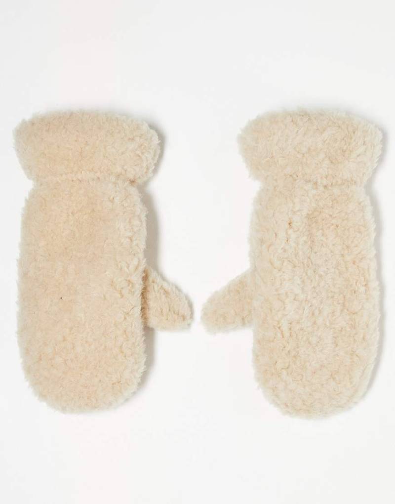 ARKET - Hochwertige Wollmix-Fäustlinge aus Lammfellimitat in Cremeweiß von Arket
