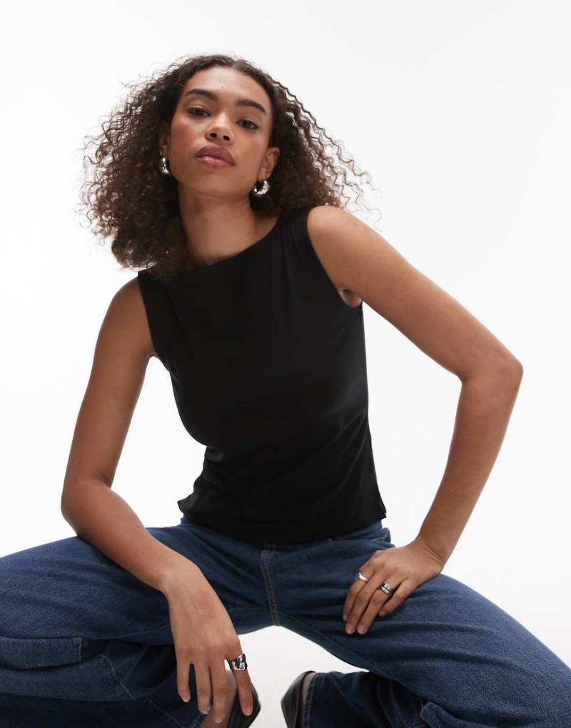 ARKET - Jersey-Tanktop in Schwarz mit U-Boot-Ausschnitt von Arket