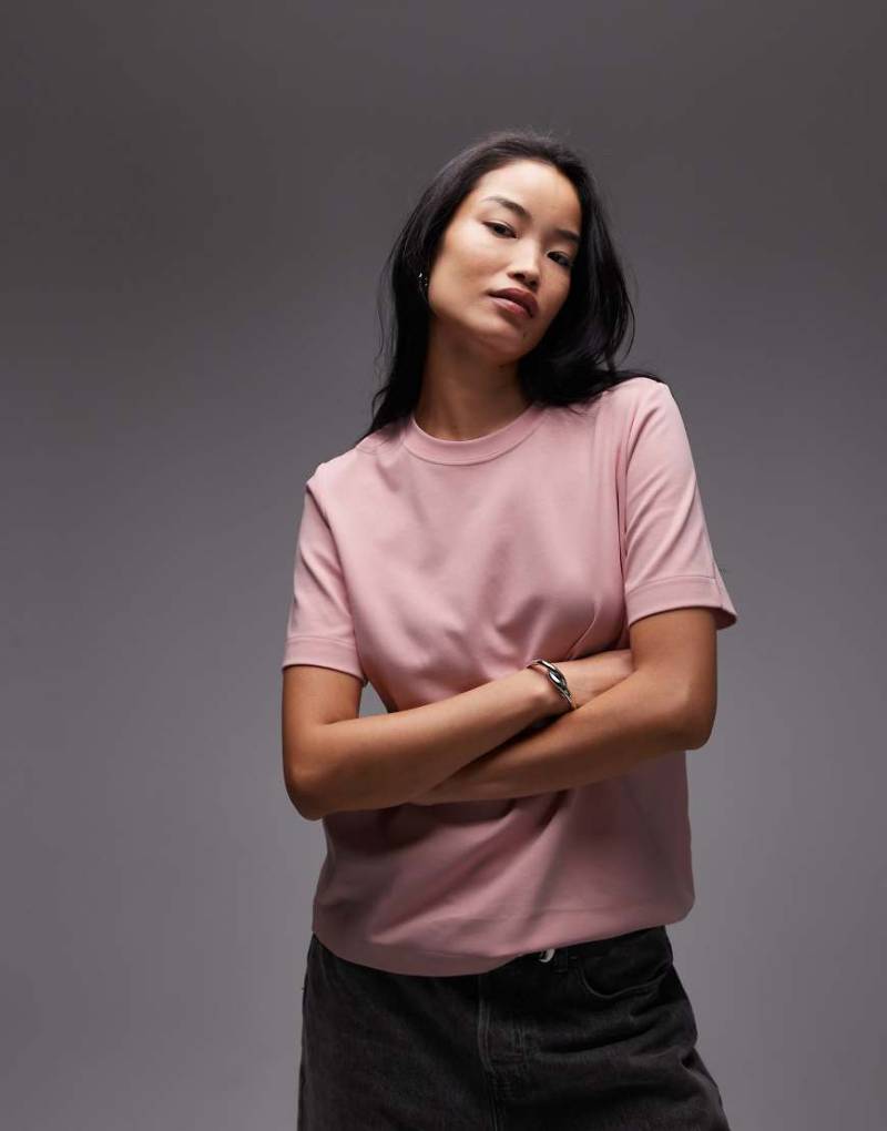 ARKET - Kastiges T-Shirt aus schwerem Jersey in Hellrosa-Grün von Arket