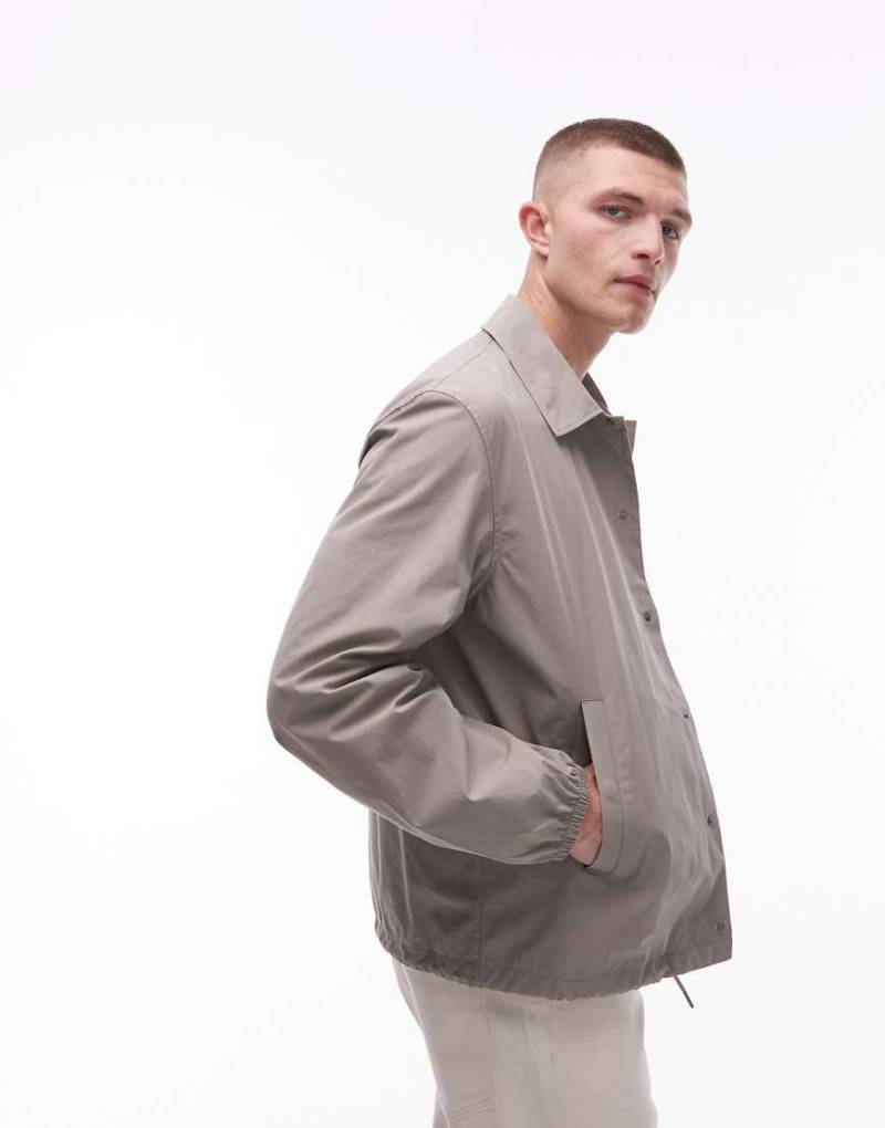 ARKET - Leichte Jacke in Hellgrau mit Leiste mit Druckknöpfen aus Metall von Arket