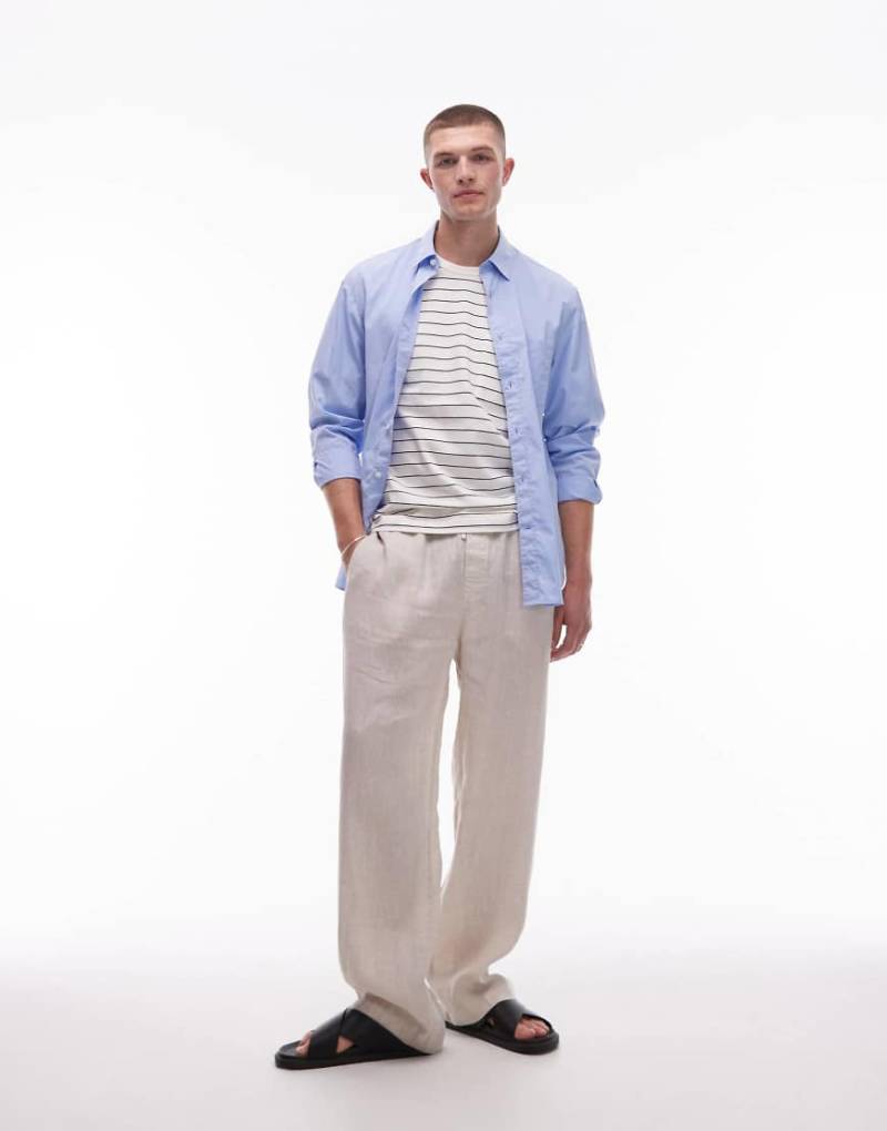 ARKET - Locker geschnittene Hose aus Leinen in Beige mit Kordelzug-Neutral von Arket