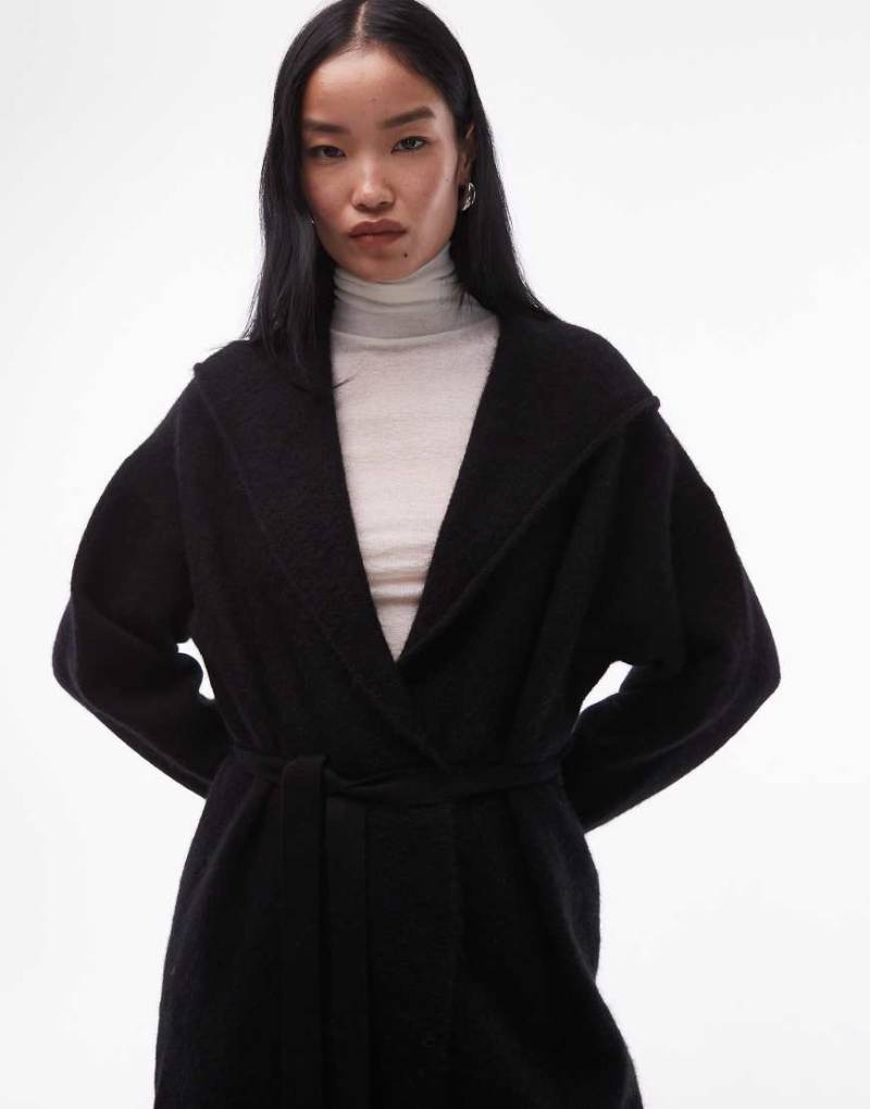 ARKET - Locker geschnittene Midistrickjacke aus Alpakawolle mit Schnürung vorne in Schwarz von Arket