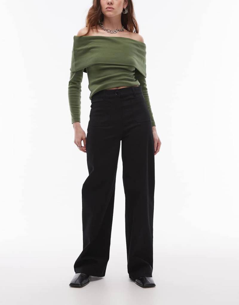 ARKET - Lupine - Jeans aus Baumwoll-Stretch in Schwarz mit hohem Bund und weitem Bein von Arket