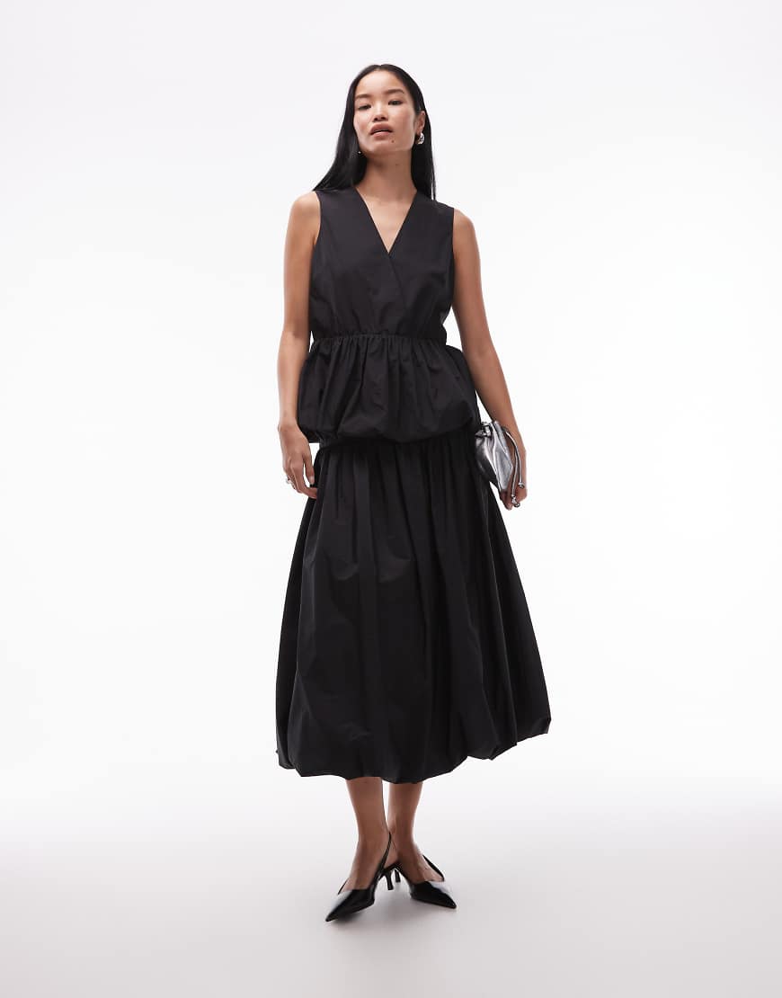 ARKET - Maxirock mit hohem Baumwollanteil in Schwarz mit Ballonsaum, Kombiteil von Arket