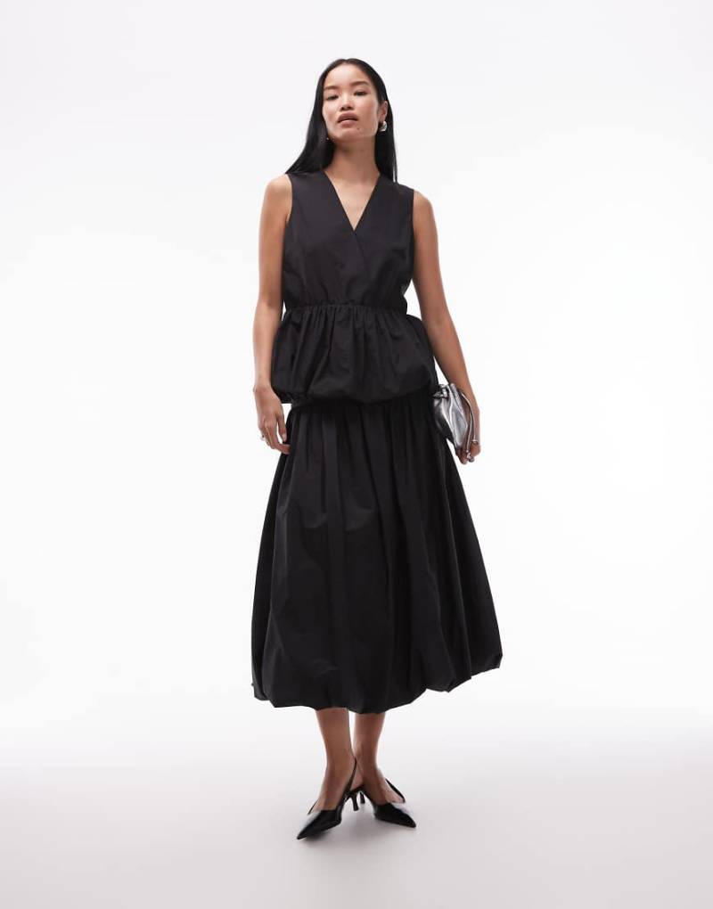 ARKET - Maxirock mit hohem Baumwollanteil in Schwarz mit Ballonsaum, Kombiteil von Arket