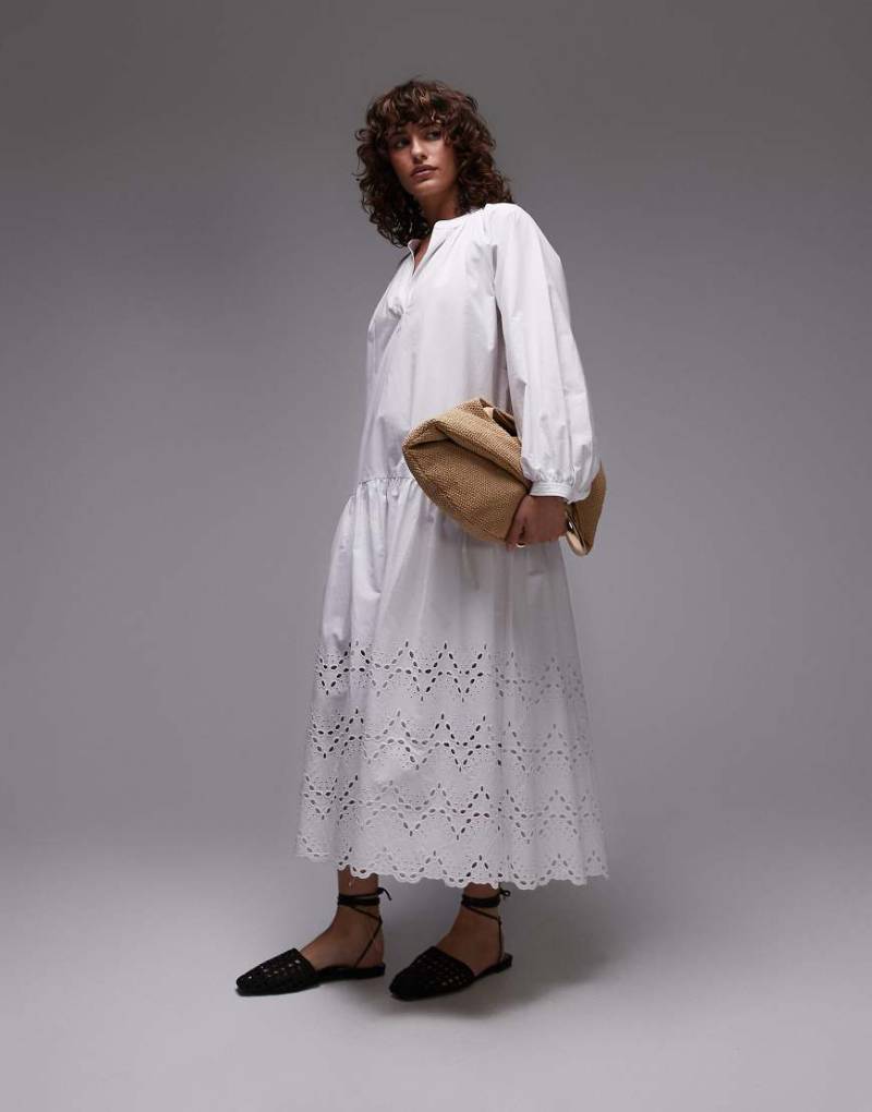 ARKET - Midaxi-Kleid in Weiß mit Stickerei von Arket