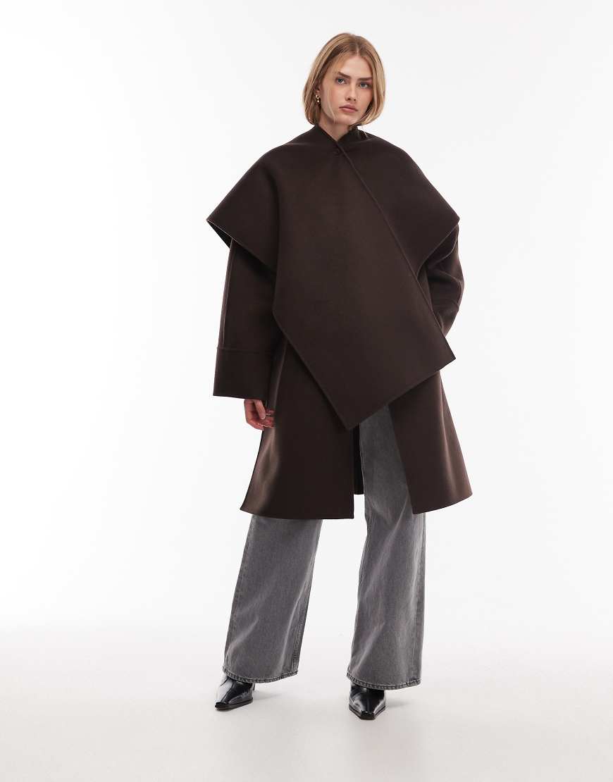 ARKET - Midimantel mit hohem Wollanteil in Schokobraun mit abnehmbarem Schal-Brown ARKET - Midimantel mit hohem Wollanteil in Schokobraun mit abnehmbarem Schal-Brown von Arket