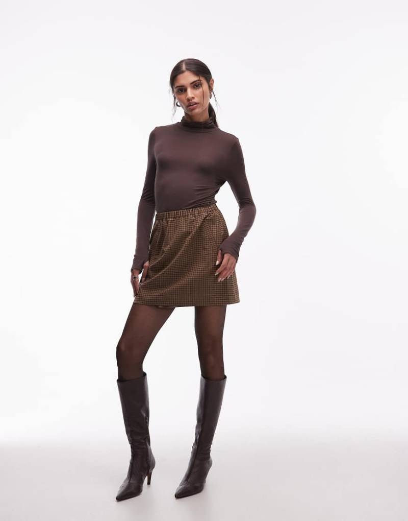 ARKET - Minirock aus Wollmix in Braun kariert-Brown von Arket